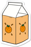 sticker of a cartoon orange juice carton png