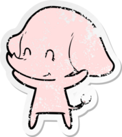 distressed sticker of a cute cartoon elephant png