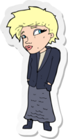 sticker of a cartoon woman with hands in pockets png