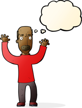 tecknad serie arg pappa med trodde bubbla png