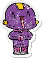 distressed sticker of a cartoon robot png