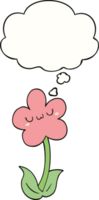 tecknad serie blomma med trodde bubbla png