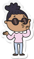 sticker of a cartoon woman wearing sunglasses png