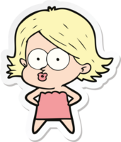 sticker of a cartoon girl pouting png