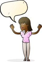 cartoon woman throwing hands in air with speech bubble png