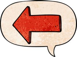 cartoon arrow with speech bubble in retro texture style png