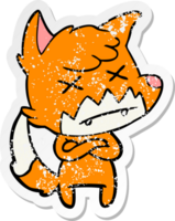 verontruste sticker van een cartoon dode vos png