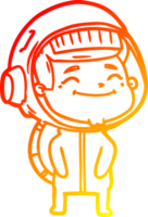 warm gradient line drawing of a happy cartoon astronaut png