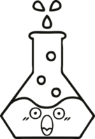 line drawing cartoon of a science beaker png