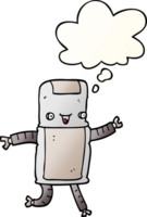 cartoon robot with thought bubble in smooth gradient style png