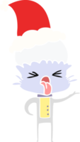 disgusted hand drawn flat color illustration of a alien wearing santa hat png