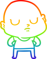 rainbow gradient line drawing of a cartoon bald man png