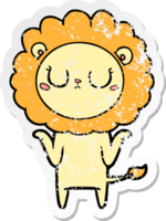 distressed sticker of a cartoon lion png