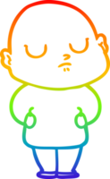 rainbow gradient line drawing of a cartoon bald man png