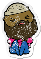 distressed sticker of a cartoon man with beard png