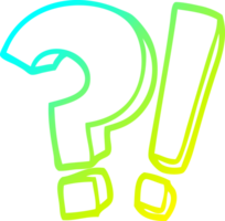 cold gradient line drawing of a cartoon question mark and exclamation mark png