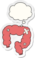 cartoon colon with thought bubble as a printed sticker png