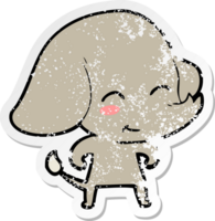 pegatina angustiada de un lindo elefante de dibujos animados png