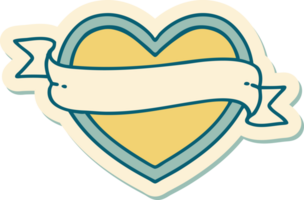 sticker of tattoo in traditional style of a heart and banner png