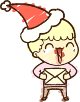 dibujo de tiza de niño de navidad png