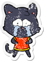 beunruhigter Aufkleber einer Cartoon-weinenden Katze png