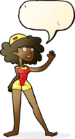 cartoon swimmer woman with speech bubble png