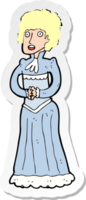 sticker of a cartoon shocked victorian woman png