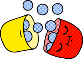 hand dragen tecknad serie av en leende piller png