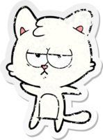 distressed sticker of a bored cartoon cat png