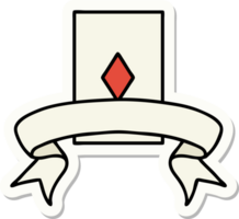tattoo style sticker with banner of the ace of diamonds png