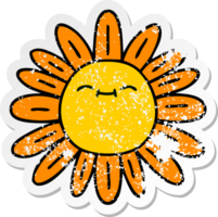 beunruhigter Aufkleber einer schrulligen handgezeichneten Cartoon-Blume png