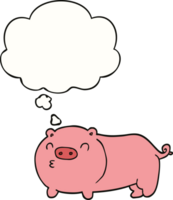 dessin animé cochon avec bulle de pensée png
