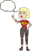 hand drawn thought bubble cartoon rock girl png