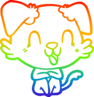 rainbow gradient line drawing of a laughing cartoon dog png