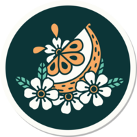 sticker of tattoo in traditional style of a decorative lemon png