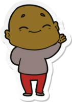 sticker of a cartoon happy bald man png