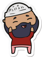 sticker of a cartoon happy bearded man png