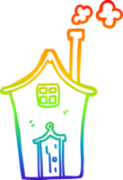 rainbow gradient line drawing of a cartoon house png