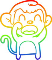 rainbow gradient line drawing of a shouting cartoon monkey png