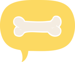 cartoon bone with speech bubble in retro style png