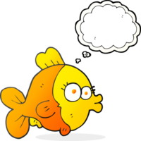 gracioso mano dibujado pensamiento burbuja dibujos animados pescado png