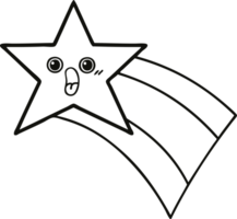 line drawing cartoon of a shooting rainbow star png