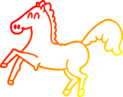 warm gradient line drawing of a cartoon horse rearing up png