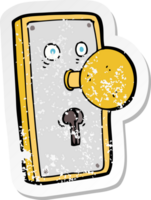 retro distressed sticker of a cartoon door knob png