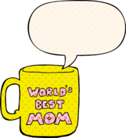 worlds best mom mug with speech bubble in comic book style png