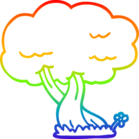 rainbow gradient line drawing of a cartoon tree png