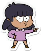 sticker of a cartoon whistling girl png