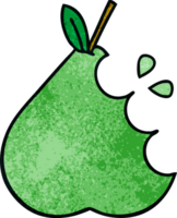 retro grunge texture cartoon of a green pear png