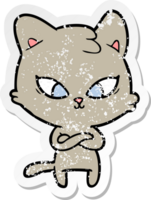 beunruhigter Aufkleber einer niedlichen Cartoonkatze png