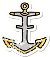 distressed sticker tattoo in traditional style of an anchor png